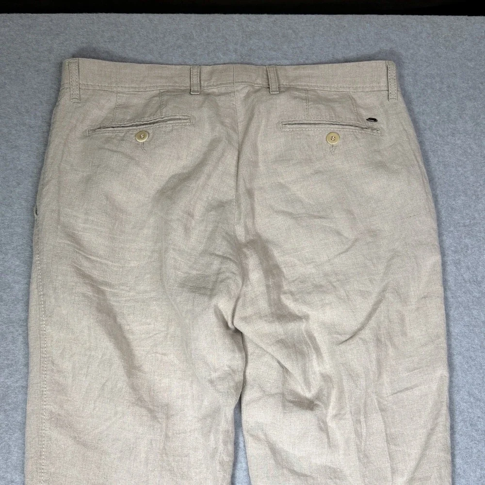 Brax Evans 100% Linen Men's 36x34 Beige Casual Business Dress Pants Summer